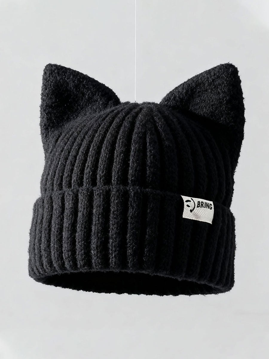 Chapéus de malha orelha de gato feminino