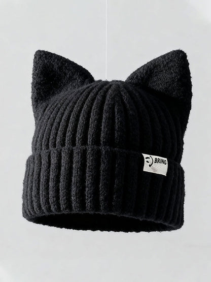 Chapéus de malha orelha de gato feminino