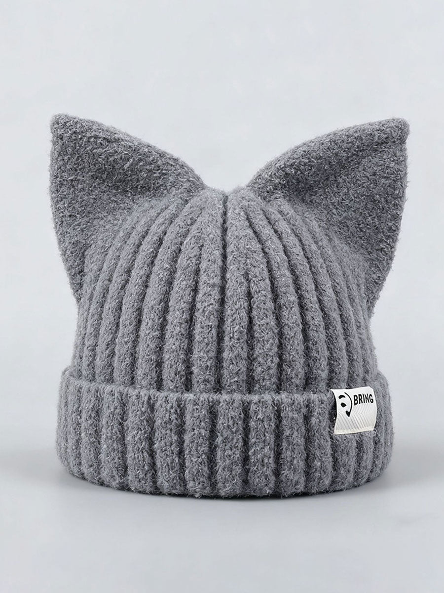 Chapéus de malha orelha de gato feminino