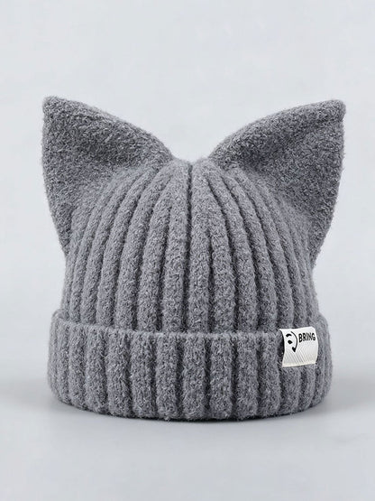 Chapéus de malha orelha de gato feminino