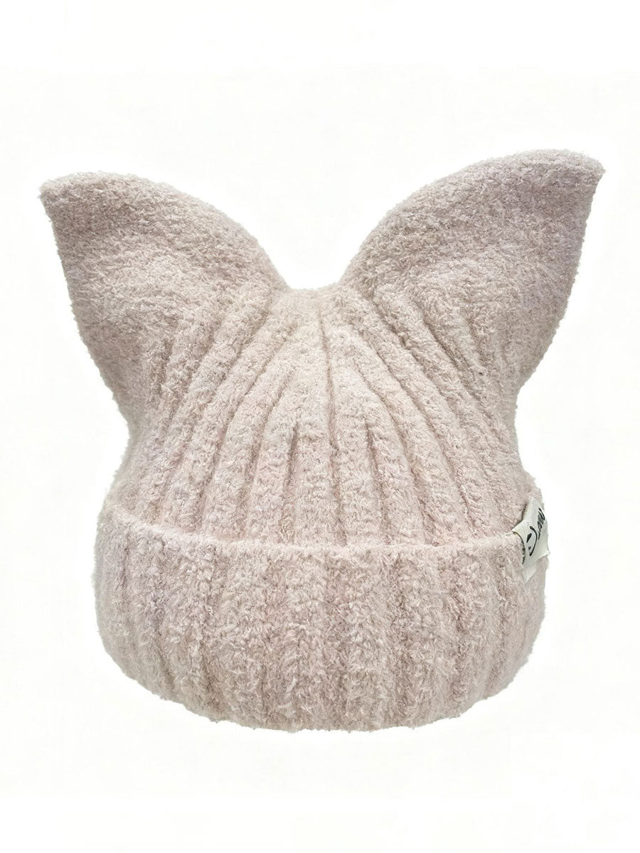 Chapéus de malha orelha de gato feminino