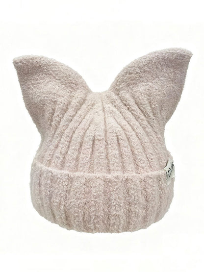 Chapéus de malha orelha de gato feminino