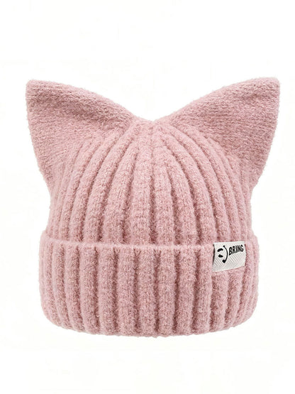 Chapéus de malha orelha de gato feminino