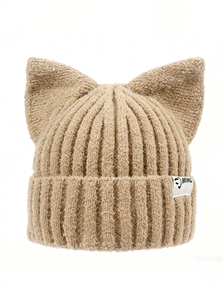 Chapéus de malha orelha de gato feminino