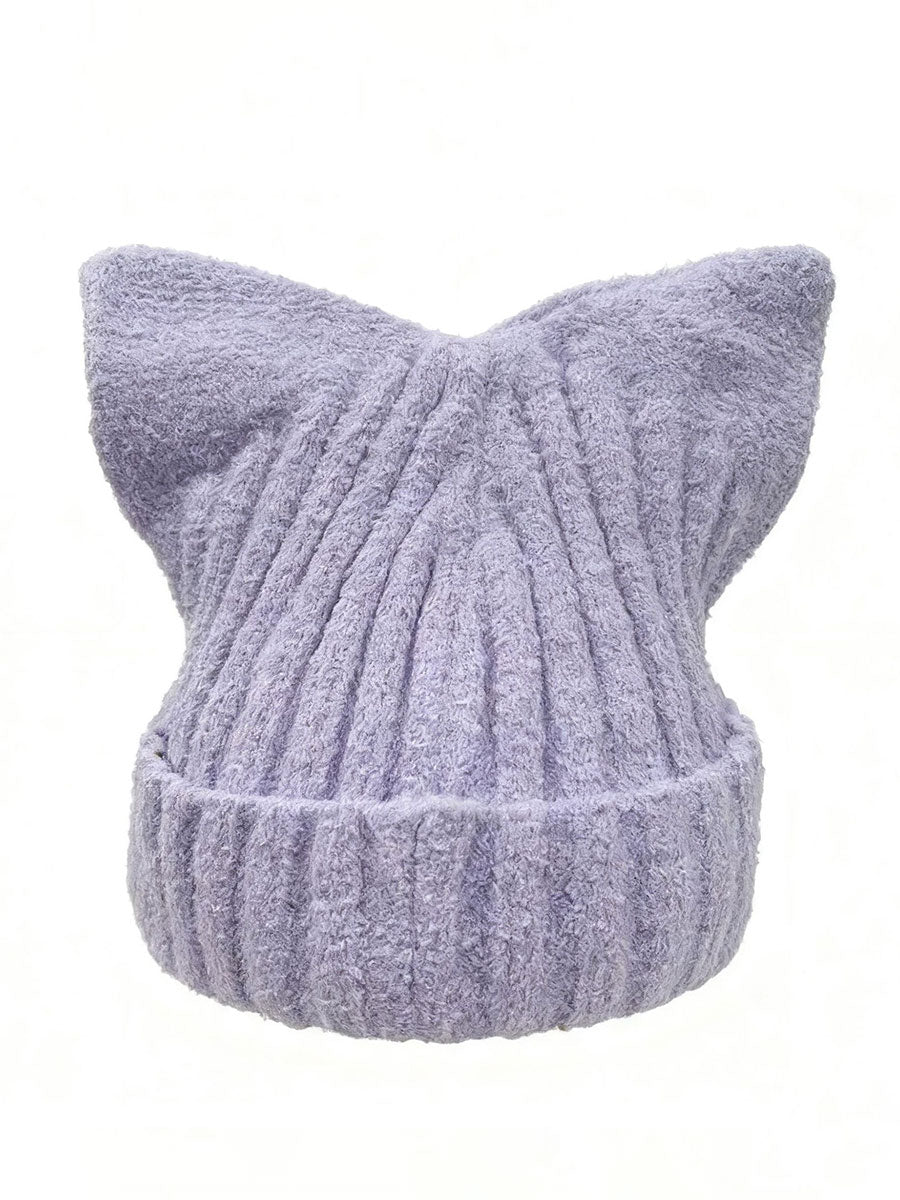 Chapéus de malha orelha de gato feminino