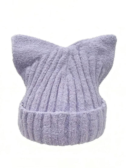 Chapéus de malha orelha de gato feminino