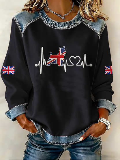 Reino Unido das mulheres West Highland White Terrier Denim Patchwork Top