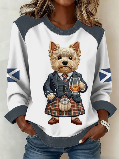Bandeira escocesa do mulheres West Highland White Terrier impressão Patchwork Top