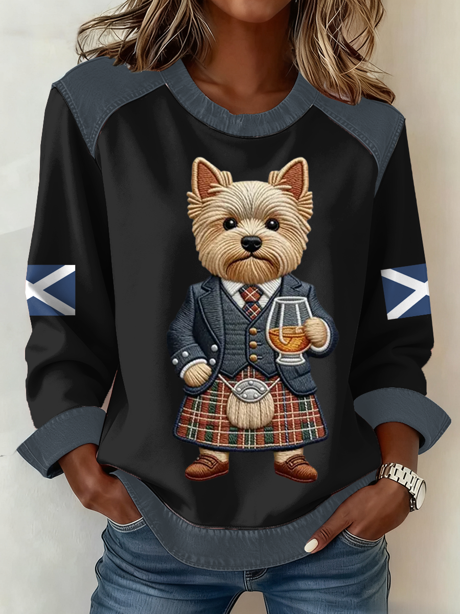 Bandeira escocesa do mulheres West Highland White Terrier impressão Patchwork Top