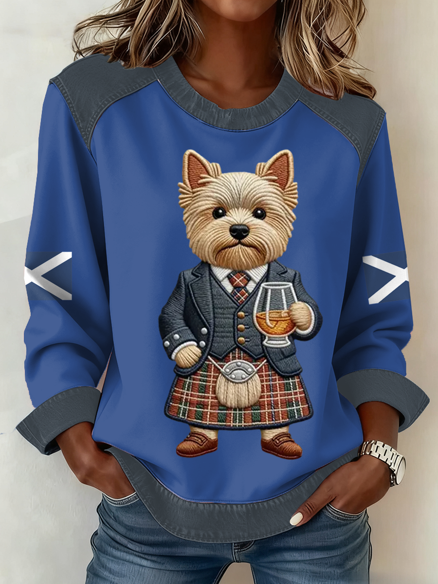 Bandeira escocesa do mulheres West Highland White Terrier impressão Patchwork Top