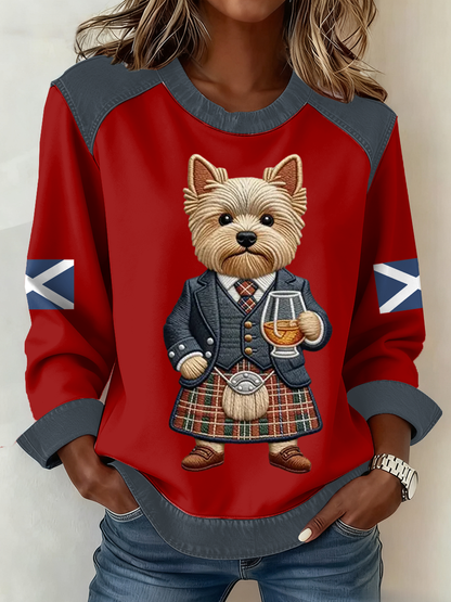 Bandeira escocesa do mulheres West Highland White Terrier impressão Patchwork Top