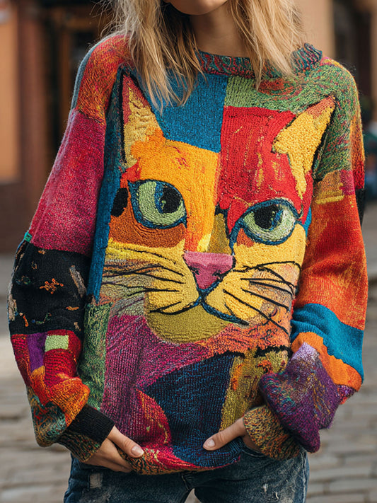 Arte gato Vintage Tops das mulheres