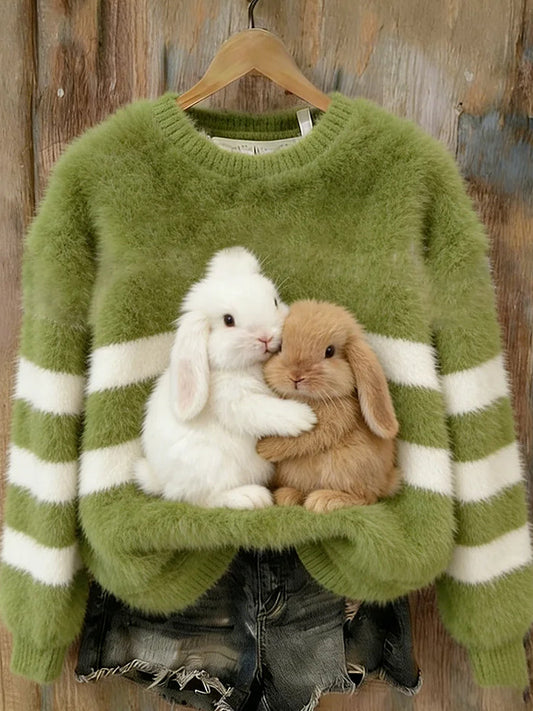 Arte animal retro impressão confortável top de flanela feminino