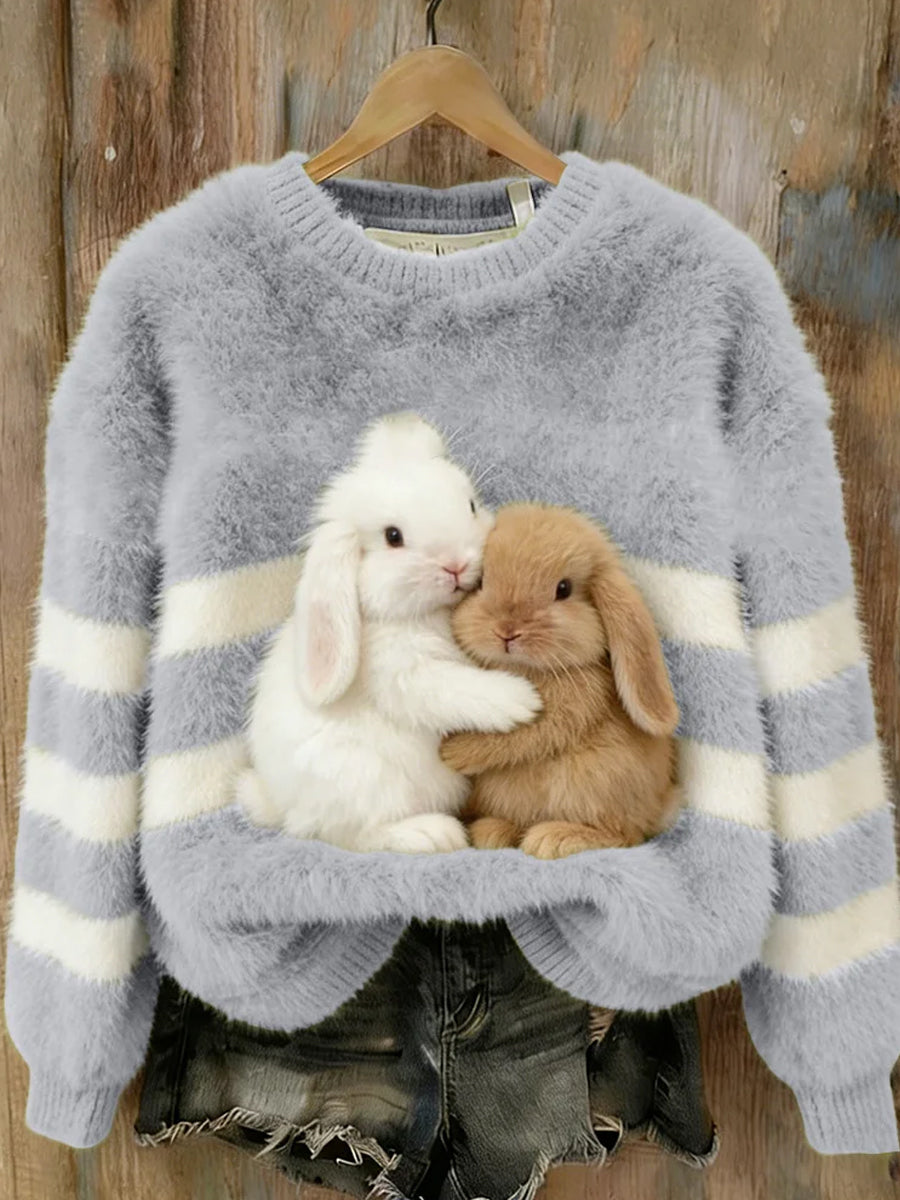 Arte animal retro impressão confortável top de flanela feminino