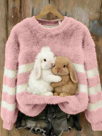 Arte animal retro impressão confortável top de flanela feminino