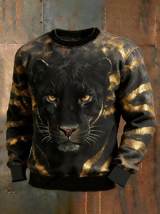 Camisola de gola leopardo masculino