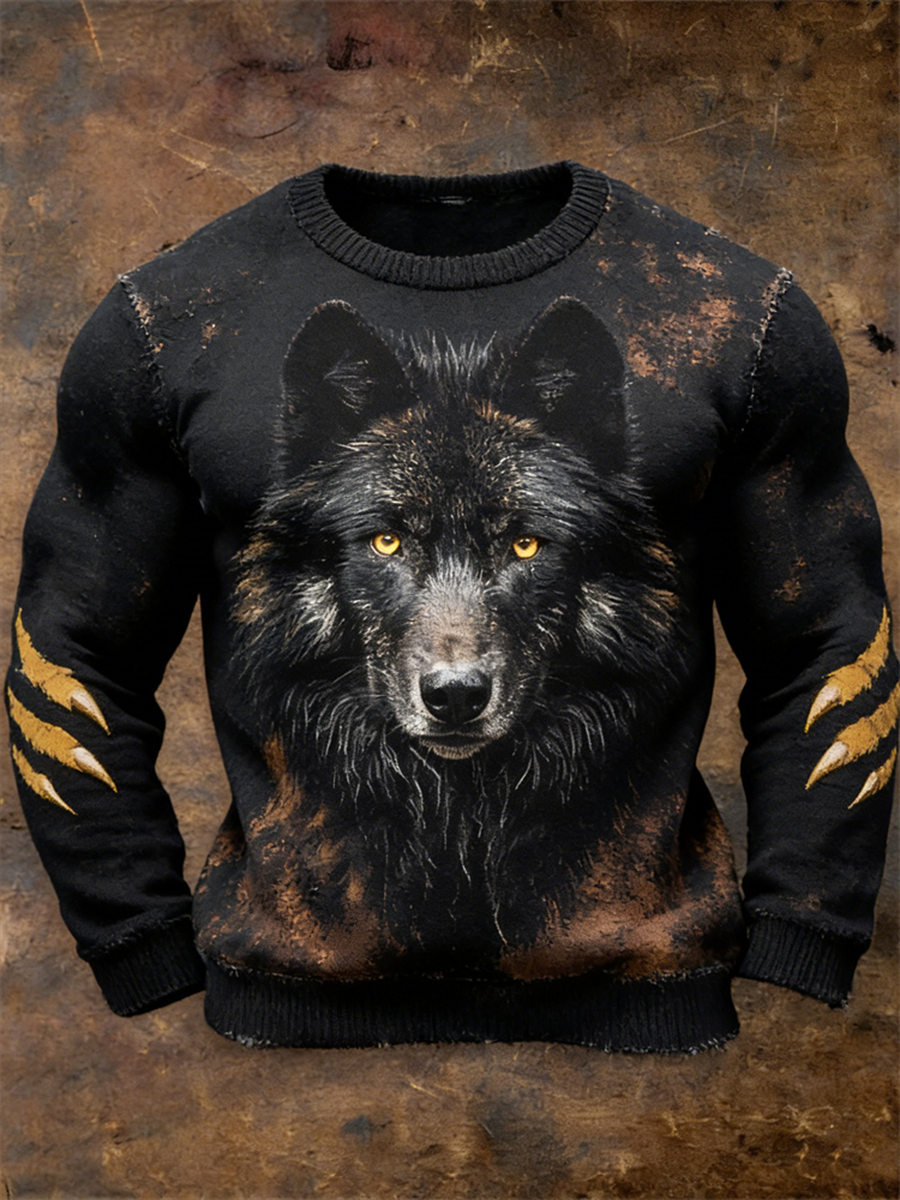 Camisola de imitação de lobo masculino