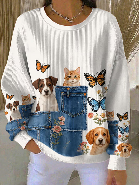 Camisola Casual bonito do impressão animal das mulheres