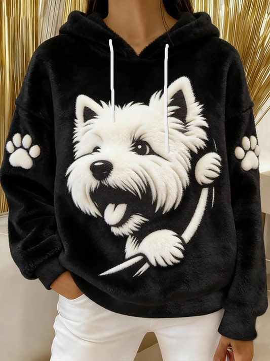 Hoodie bonito da flanela do cão das mulheres