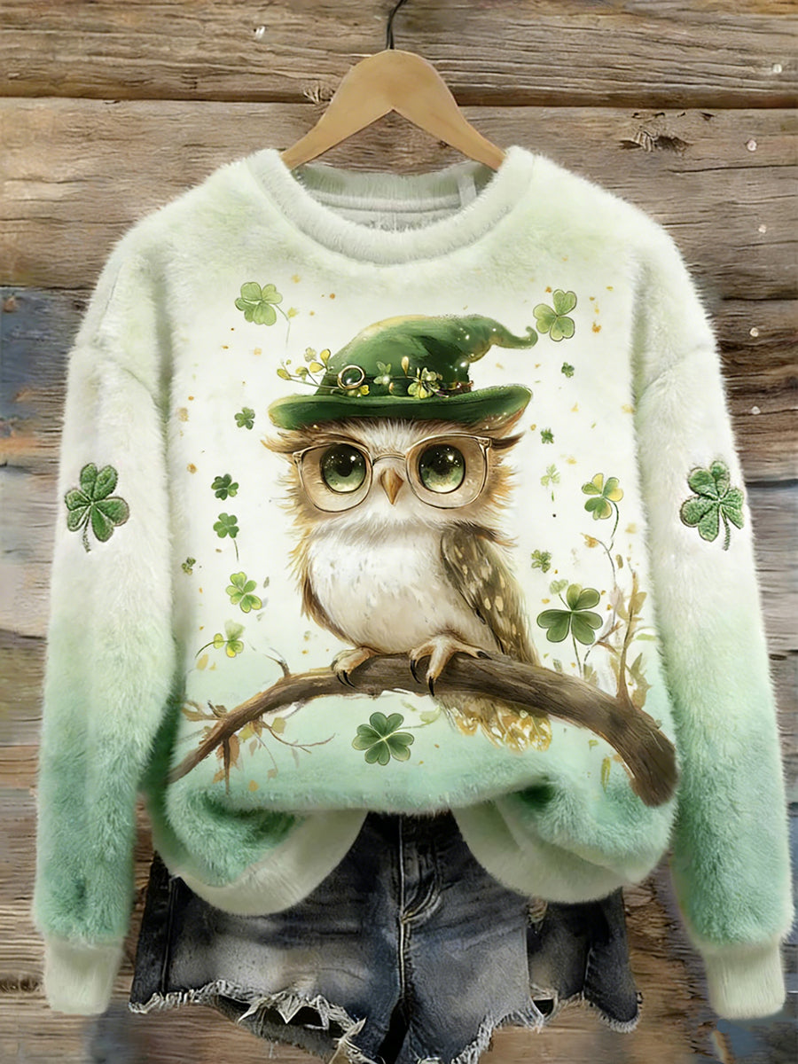 Women's St.patrick's Day Lucky Animals Flanela Hoodie