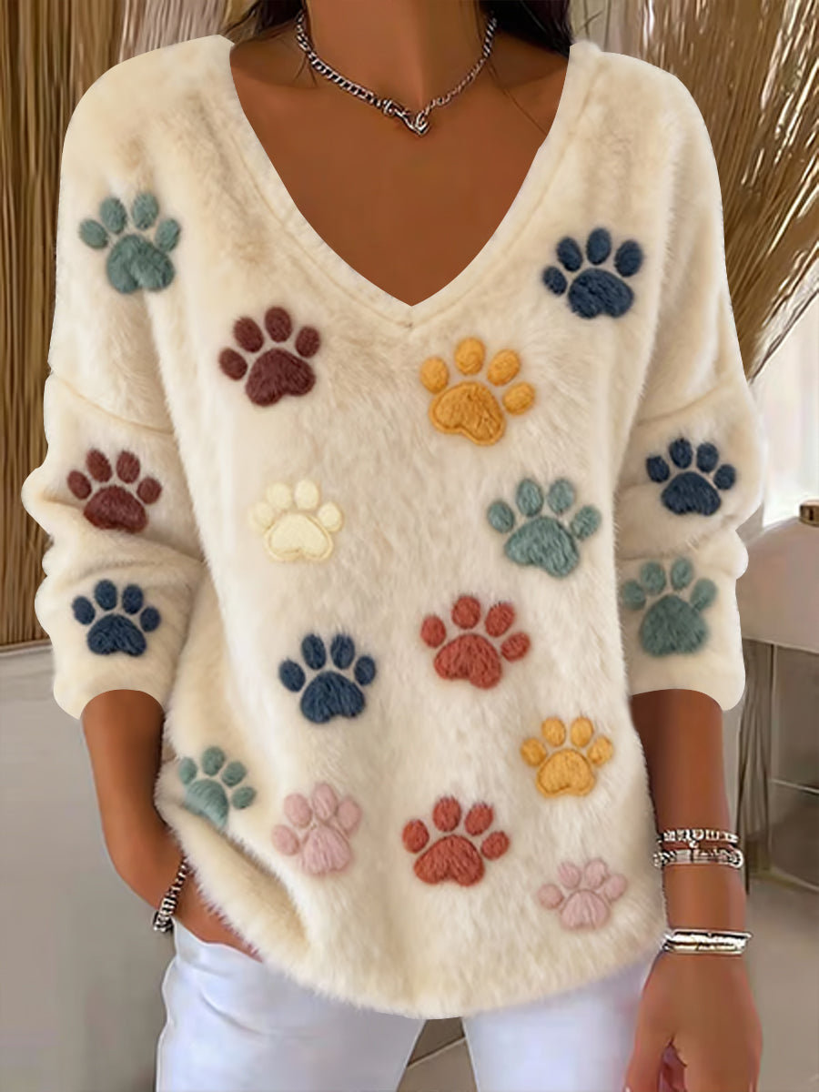 Bonito animal arte impressão Casual top de flanela feminino