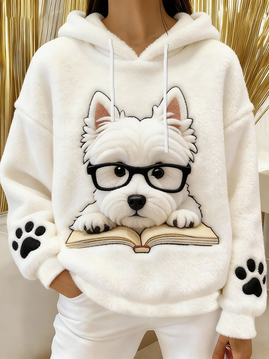 Hoodie bonito da flanela do cão das mulheres