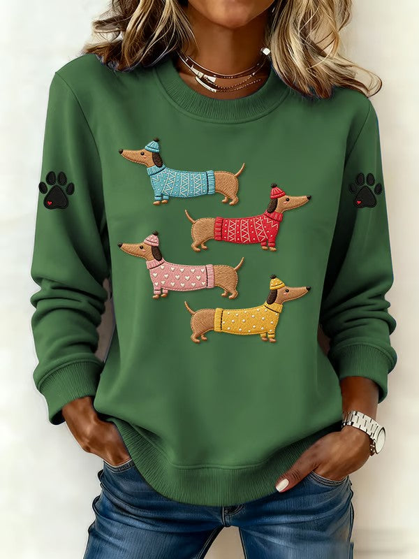Camisola de impressão Dachshund feminino