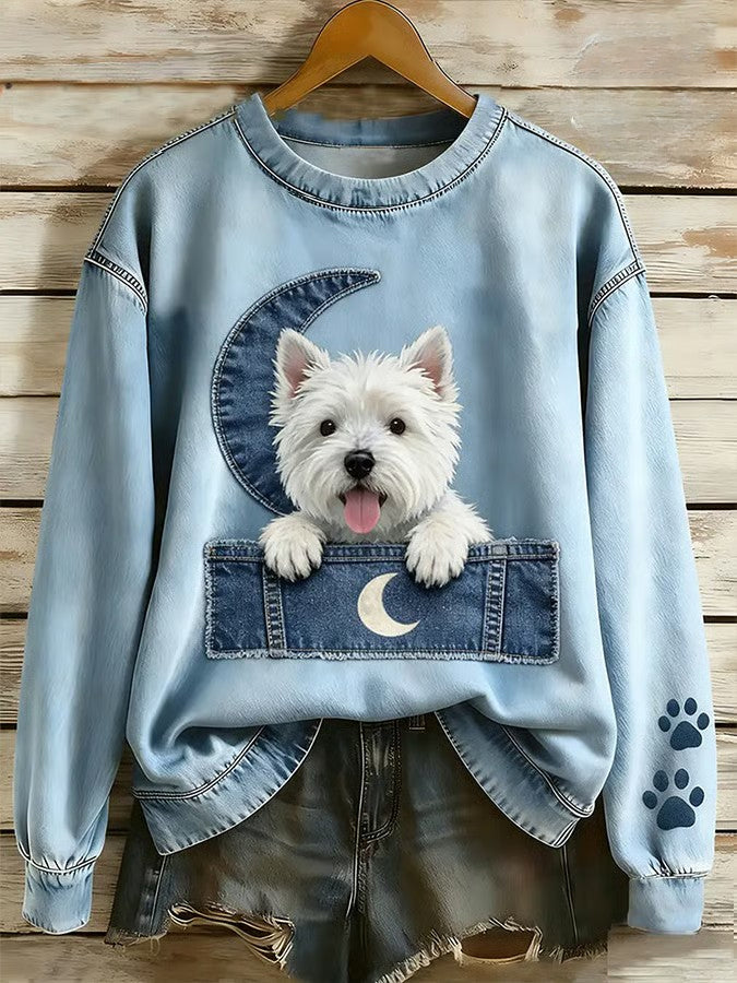 Arte do cão das mulheres impresso moletom