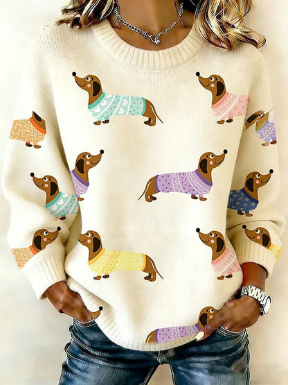 Dachshund cão das mulheres malha camisola