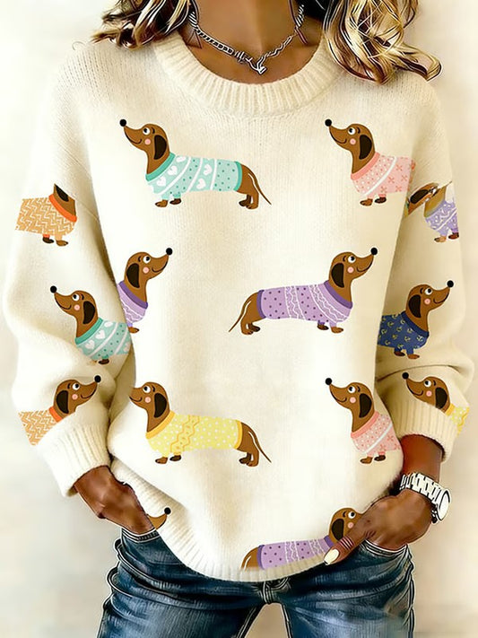 Dachshund cão das mulheres malha camisola