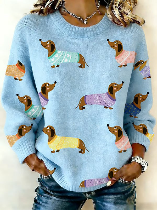 Dachshund cão das mulheres malha camisola