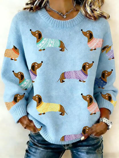 Dachshund cão das mulheres malha camisola