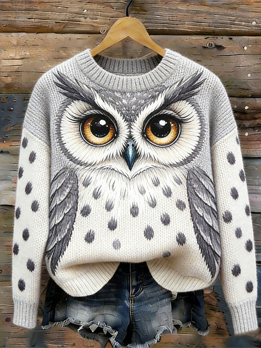 Women's Owl Art Print Casual Top