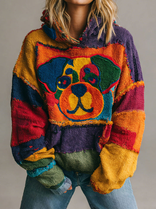 Arte de cão feminino Hoodies coloridos