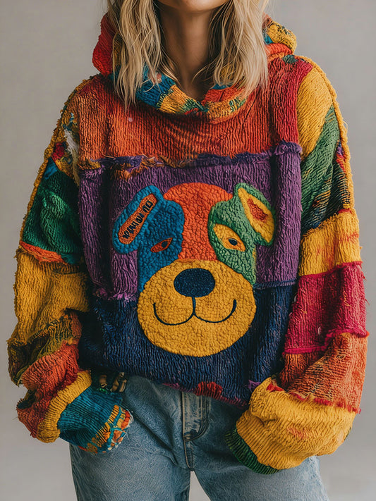 Arte de cão feminino Hoodies coloridos