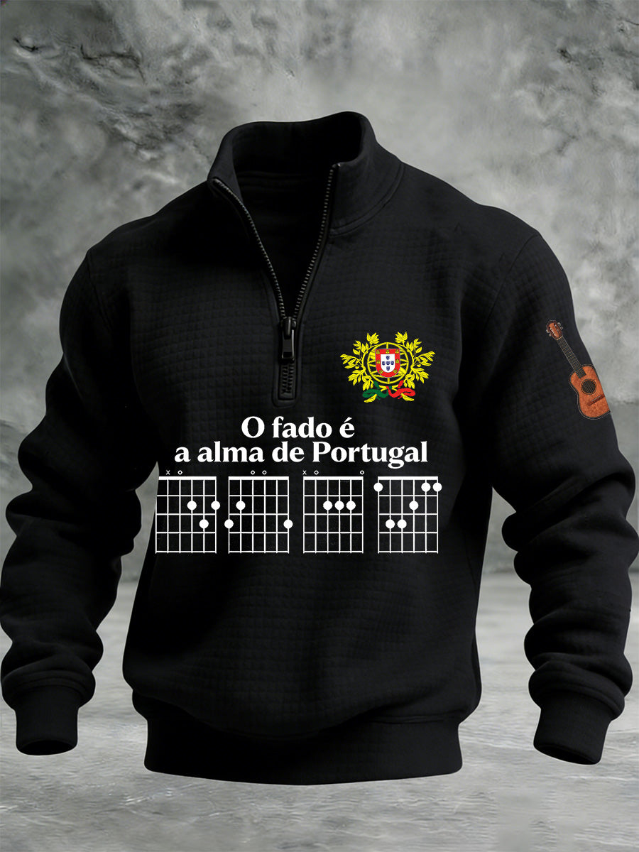 Bandeira de Fado de Portugal Masculina Imprimir Camisola Quente