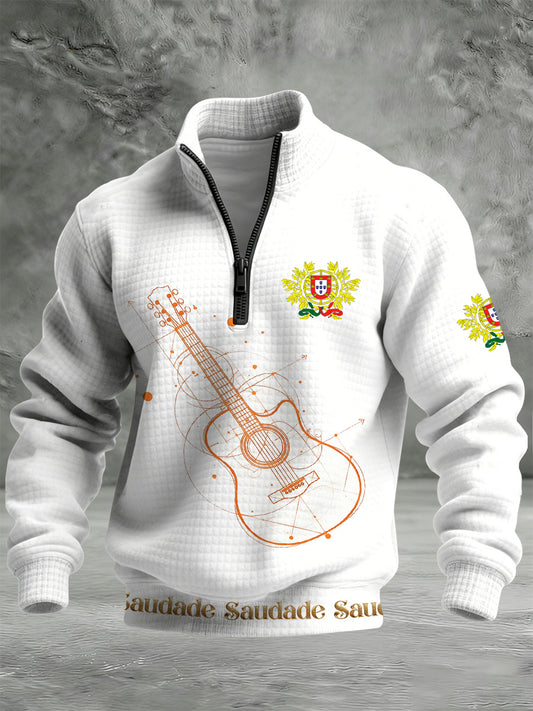 Bandeira de Fado de Portugal Masculina Imprimir Camisola Quente