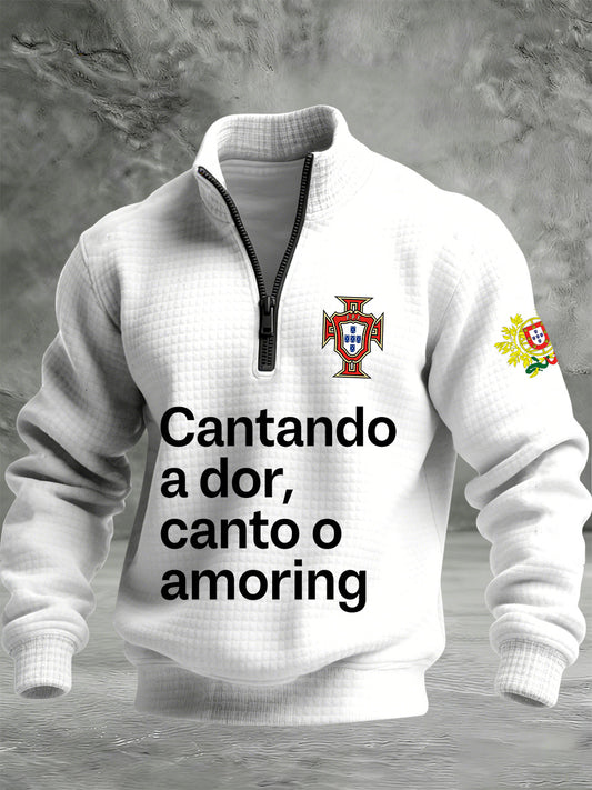 Bandeira de Fado de Portugal Masculina Imprimir Camisola Quente