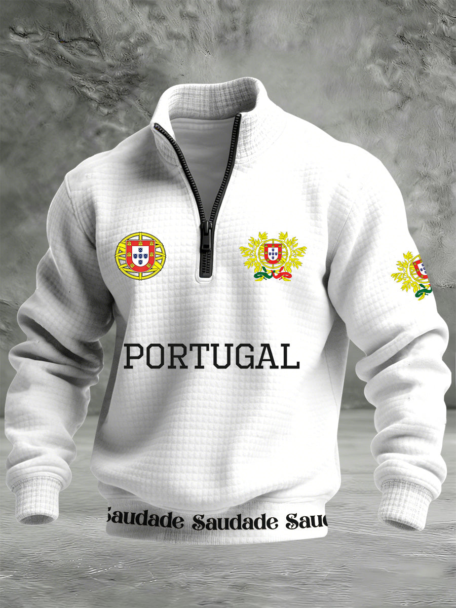 Bandeira de Fado de Portugal Masculina Imprimir Camisola Quente