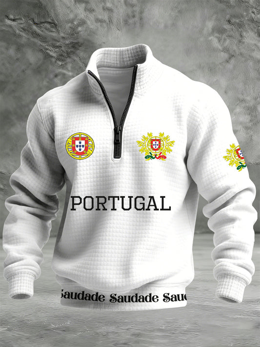 Bandeira de Fado de Portugal Masculina Imprimir Camisola Quente