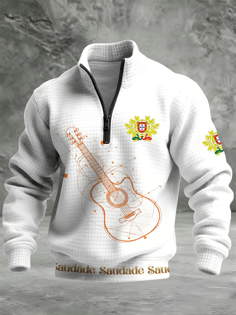 Bandeira de Fado de Portugal Masculina Imprimir Camisola Quente