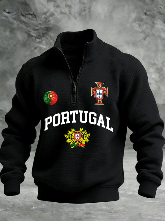 Bandeira de Fado de Portugal Masculina Imprimir Camisola Quente