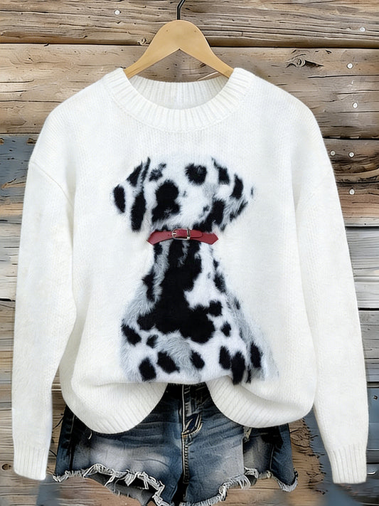 Camisola bonito do cão arte tripulação pescoço das mulheres