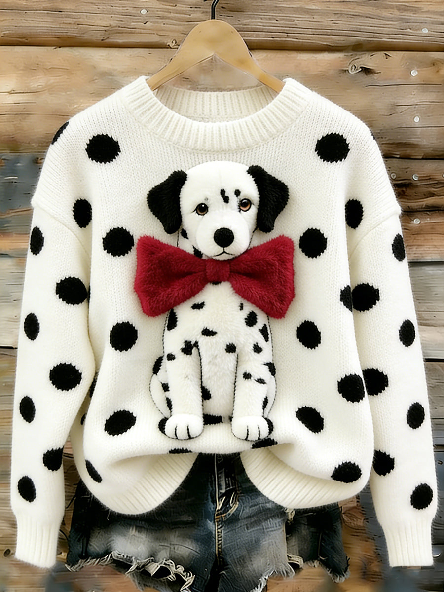 Camisola bonito do cão arte tripulação pescoço das mulheres