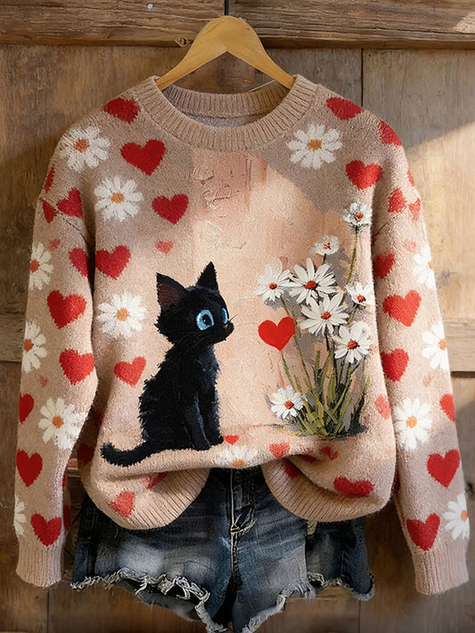 Tops de impressão gato preto feminino