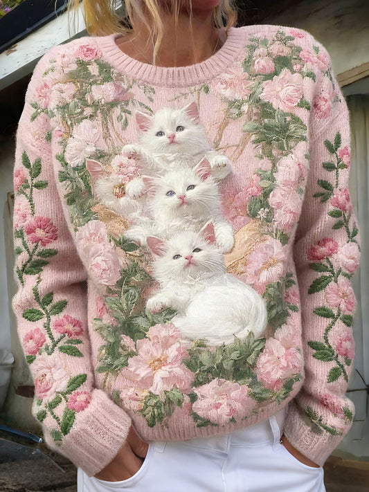 Gatos florais das mulheres Imprimir Tops