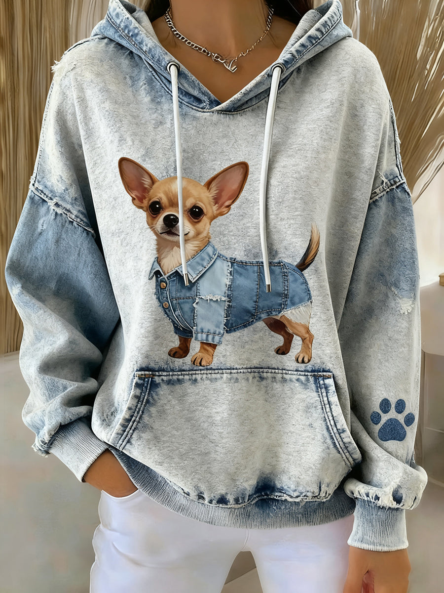 Moletom com capuz retro arte animal feminino impressão Casual