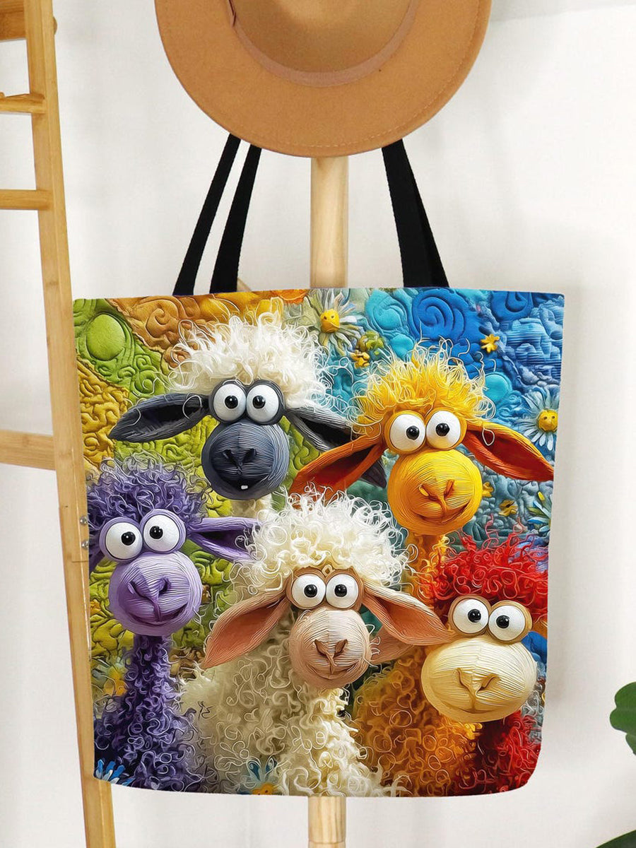 Colorido engraçado ovelhas Padrão Tote Bag