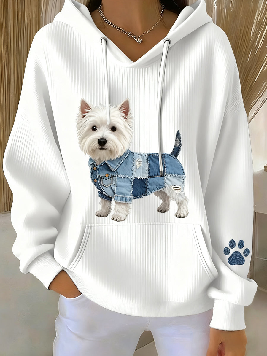 Moletom com capuz retro arte animal feminino impressão Casual