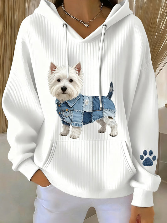 Moletom com capuz retro arte animal feminino impressão Casual